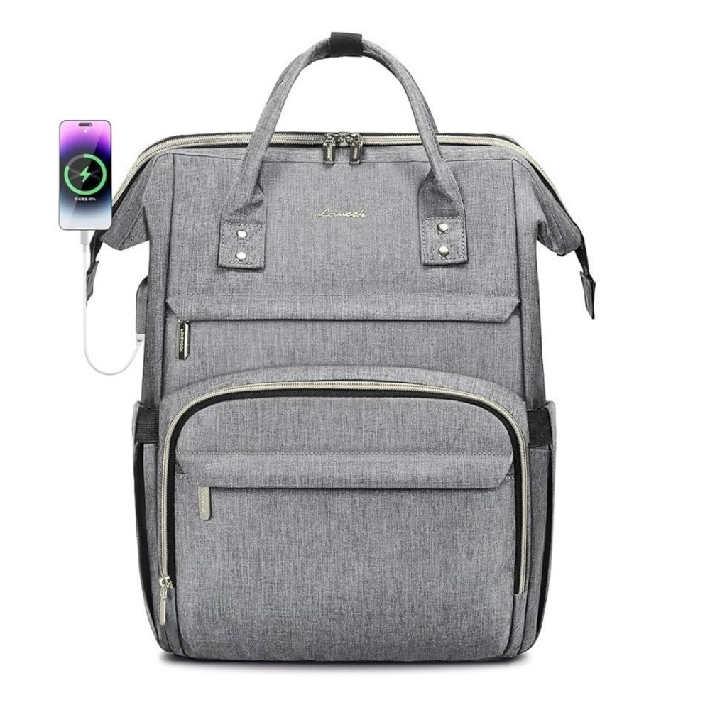 Lovevook Laptop Backpack Heather Gray Travel Bag with USB Port 16 inch